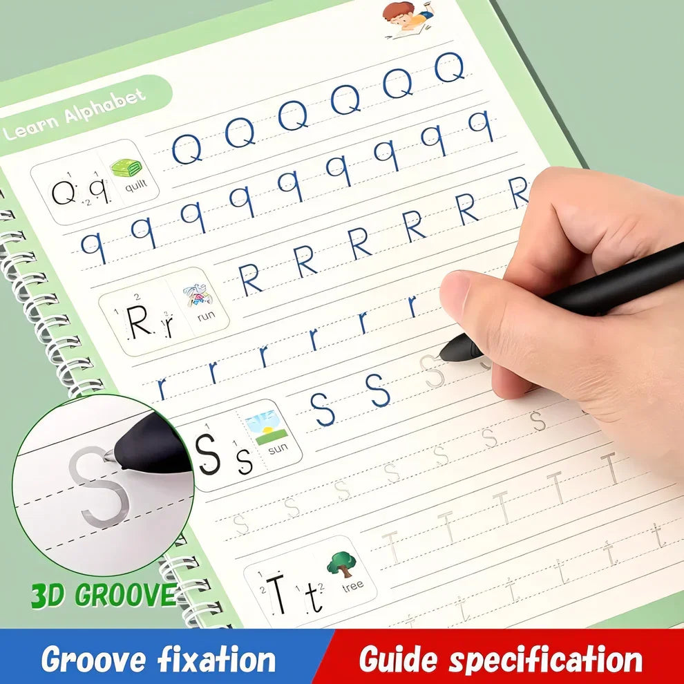 Magic Handwriting Practice Set - 4 Books + 1 Pen + 1 Grip + 10 Refills