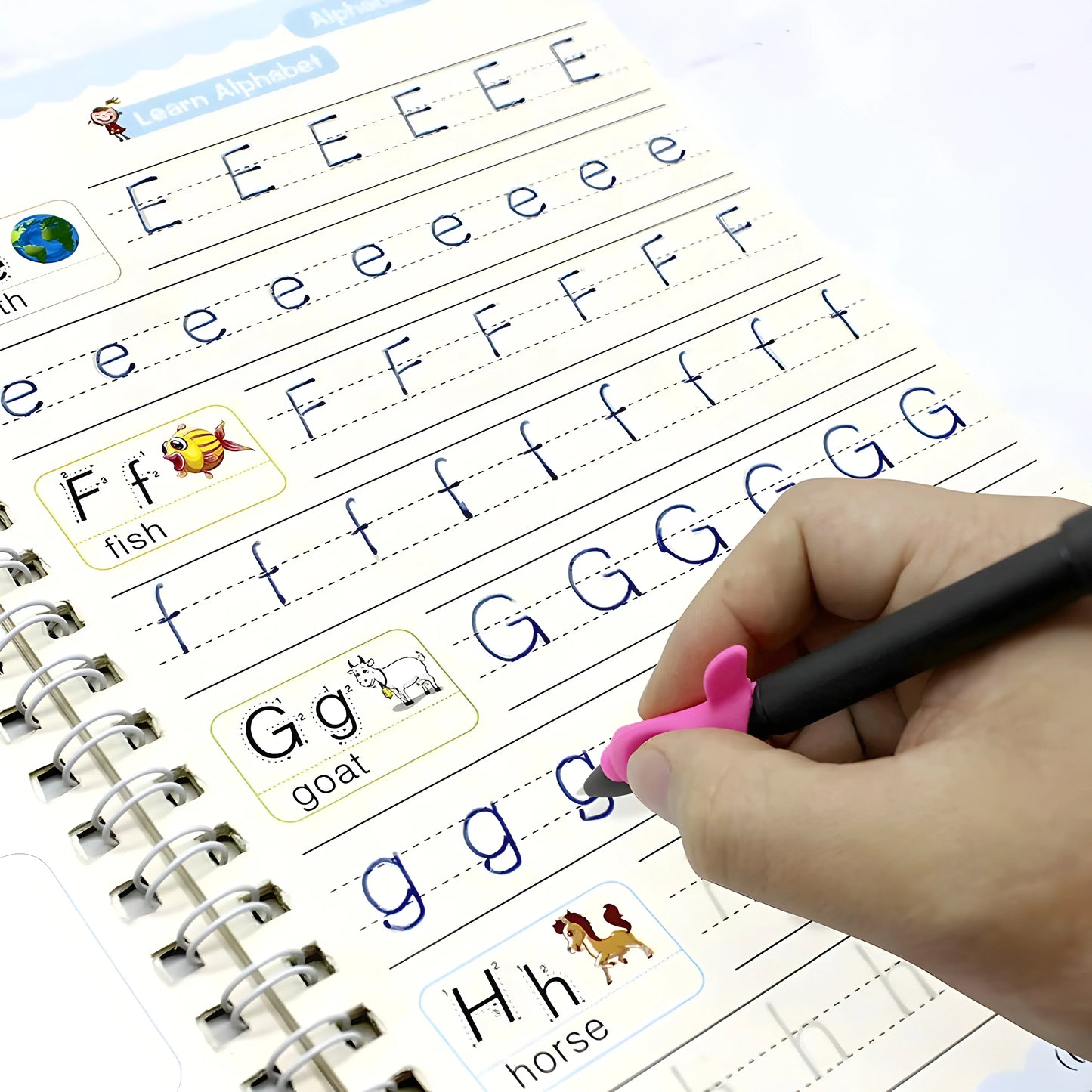 Magic Handwriting Practice Set - 4 Books + 1 Pen + 1 Grip + 10 Refills
