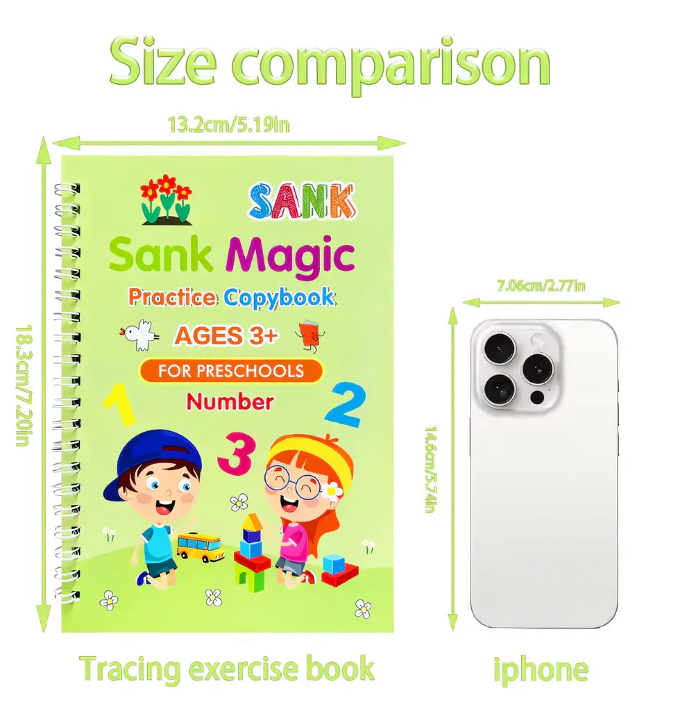 Magic Handwriting Practice Set - 4 Books + 1 Pen + 1 Grip + 10 Refills