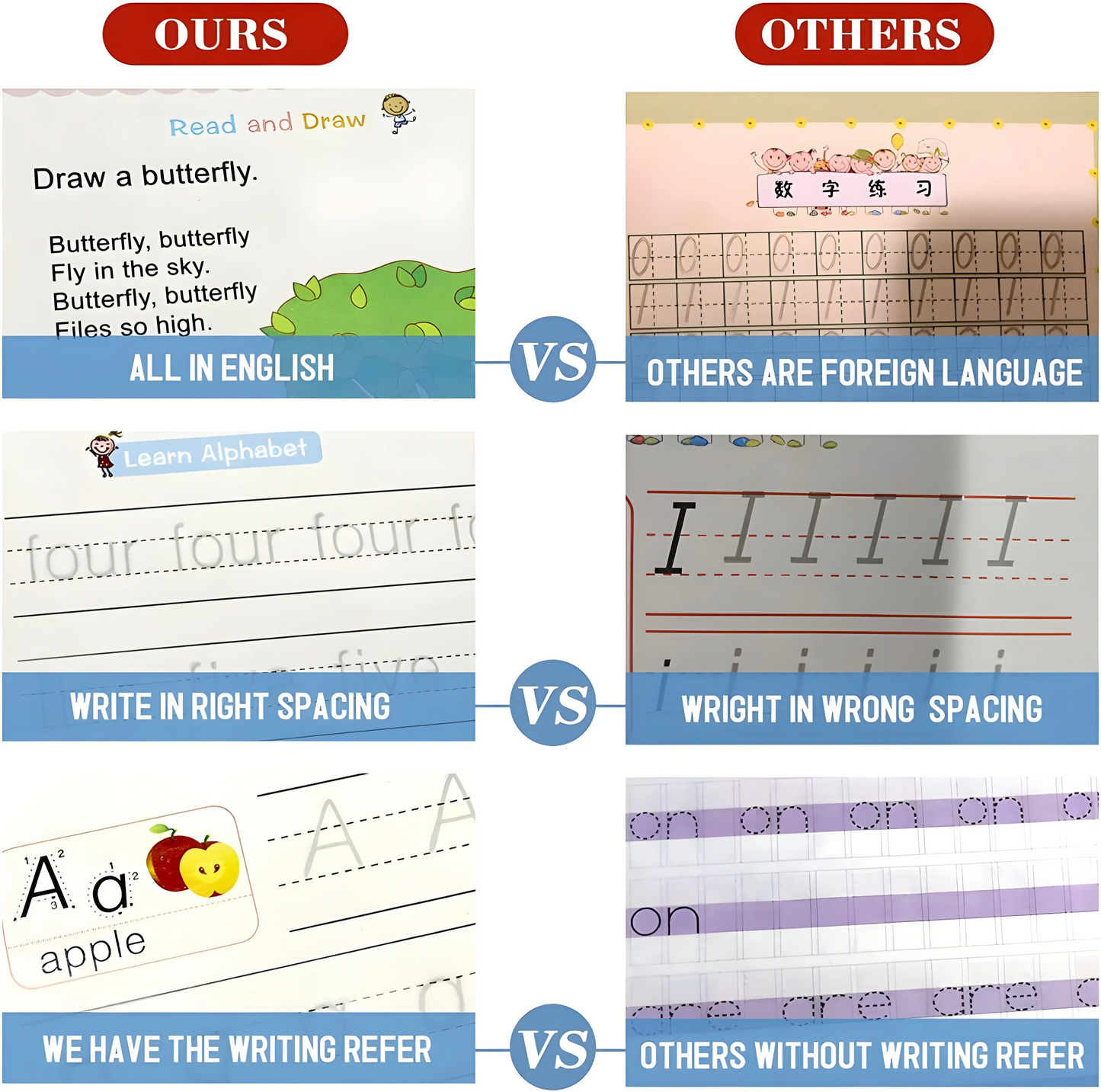 Magic Handwriting Practice Set - 4 Books + 1 Pen + 1 Grip + 10 Refills