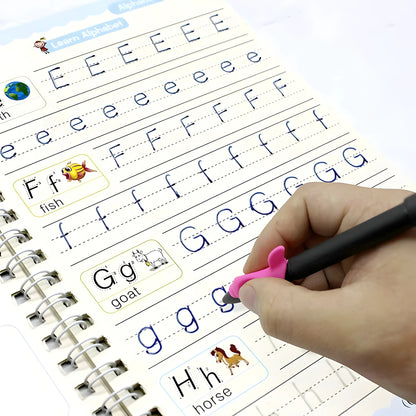 Magic Handwriting Practice Set - 4 Books + 1 Pen + 1 Grip + 10 Refills