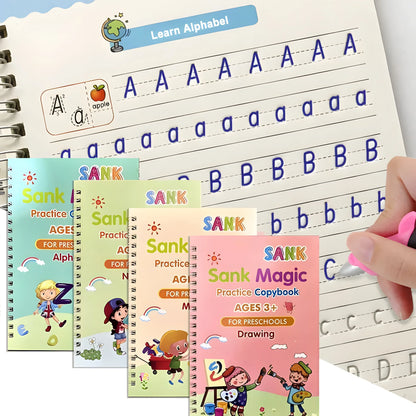 Magic Handwriting Practice Set - 4 Books + 1 Pen + 1 Grip + 10 Refills