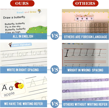 Magic Handwriting Practice Set - 4 Books + 1 Pen + 1 Grip + 10 Refills